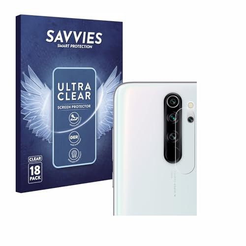 savvies Protector Pantalla para Xiaomi Redmi Note 8 Pro (SÓLO Cámara) (18 Unidades) Película Ultra Transparente