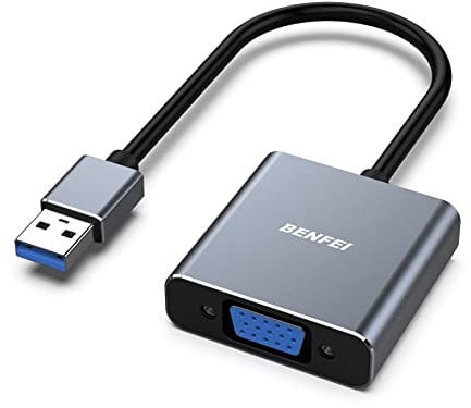 BENFEI USB auf VGA Adapter 1080p, Unidirektional USB 3.0 auf VGA Konverter, Stecker auf Buchse, hauptsächlich kompatibel mit Windows 11/10/8.1/8/7(Not for Mac)