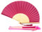 FANSOF.FANS Silk Fabric Fan with a Tassel Grade A Bamboo Ribs Wedding Party Favour Handheld Fan (Deep Pink)