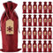 Sackleinen Wein Geschenktüten, Jute Kordelzug Weinflaschenhüllen mit Seilen und Tags für Weihnachten, Hochzeit, Reisen, Geburtstag, Urlaubsparty (24 Stück Weinrot)