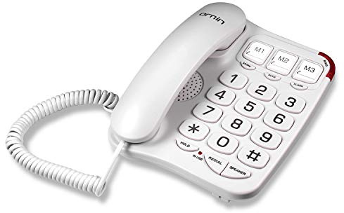 Ornin S016+ Big Button Corded Telephone with Speaker, Desk Phone Only (Off-White)