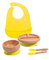 Love Earth ® - Bamboo Baby Weaning Set – 5 Piece Baby Weaning Set Including Suction Plate, Bowl, Spoons, and a Silicone Bib – Eco-Friendly Weaning Set for Babies from 3 Months to 6 Years (Yellow)