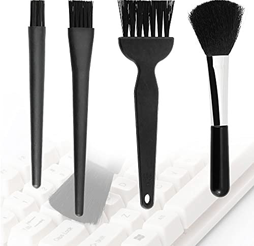 ANTHYTA Cleaning Kit,4 Piece Anti Static Brushes,Plastic Handle Keyboard Cleaning Brush Kit,4 Size Black Dust Cleaning Removal Brush Kits for Clean Keyboard,PCB,Motherboards,Tablet,Mobiles