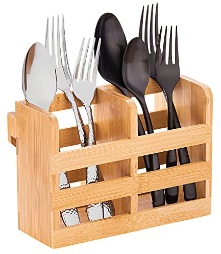 Bamboo Utensil Holder for Dish Rack - Flatware, Cutlery and Utensil Drying Caddy - Fits Bambusi Bamboo Dish Drying Racks Natural