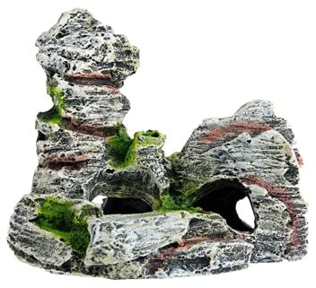Ulalaza Aquarium Dekorationen Landschaftsbau Baumstumpf Loch Felshöhle Verstecke Stein Aquarium Harz Treibholz Bemalt mit realistischen Details über Hausbedarf Schlosszubehör