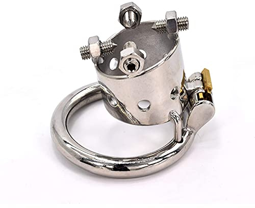 LZMYZ Edelstahl Peniskäfig Metall Cock Cage Unsichtbares Schloss Keuschheitsgürtel Keuschheitskäfig CBT Pain Keuschheitsgürtel mit Spikes und Dornen Bondage SM Sex Spielzeug(Rund Ring-45mm)