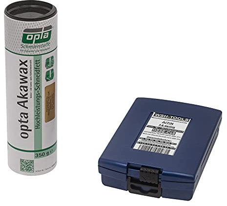 WSH-TOOLS Maschinengewindebohrer Set Durchgangsloch M3, M4, M5, M6, M8, M10, M12 HSSE-Co5 Kunststoffbox 14-teilig TiAlN mit Schmierstift