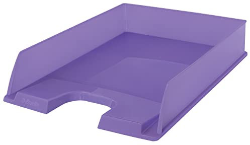 Esselte - Corbeille à Courrier A4 Empilable, Rangement pour Documents, Catalogues, Brochures & Magazines, Maison / Bureau, Motif Texturé, Gamme Colour'Breeze, Lavande, 628454