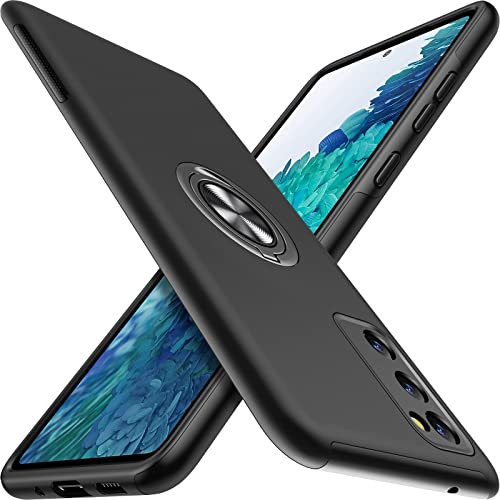 AOUIA für Samsung Galaxy S20 FE Hülle, [TPU Flexibler Rahmen + Harte PC Rückseite] [Anti Kratzer] [360 ° Drehbare Halterung], Stoßfestes Hülle für Samsung Galaxy S20 FE 6.5 4G/5G (Schwarz)