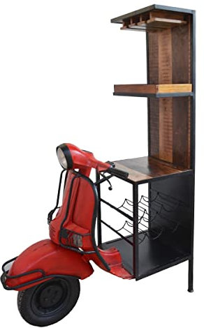 By SIGRIS Möbel Vespa Bar rot aus Dreibholz 183 x 70 x 110 cm Stange