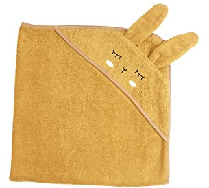 kikadu Kapuzen- Handtuch aus 100% GOTS-zertifizierter Bio-Baumwolle (Hase Mustard)