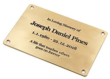 Placa conmemorativa personalizada de latón de 2 mm, tamaño mediano, 15 cm x 10 cm