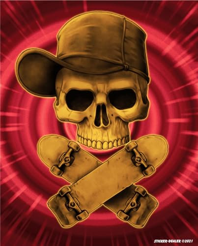 Skateboard Aufkleber Skater Sticker Schädel Totenkopf ca. 10x8 cm