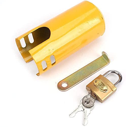 Water Faucet Lock Outdoor/Kitchen/Garden Hose Tap Metal Faucetlock System, Child- Proof Anti-Theft Metal Faucet Protection Cover, Water Conservation (Yellow)