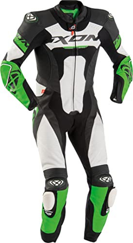 IXON Jackal 1-Teiler Motorrad Lederkombi, schwarz/weiß/grün, L
