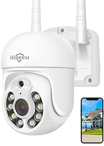 Hiseeu 360° PTZ Security Camera Outdoor Wireless with Color Night Vision,3MP PTZ Digital Zoom Camera Outdoor WiFi,2-Way Audio,Auto Cruise,Motion Detection,Remote Access,IP66 Waterproof