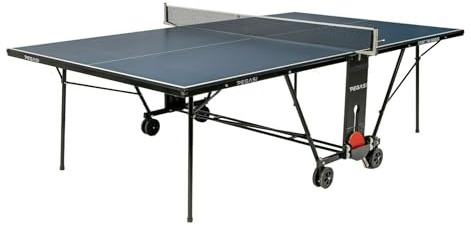 Pegasi Tischtennisplatte 700 - Tischtennisplatte Indoor - Faltbare Tischtennistisch - Klappbar - Original Tischtennistisch - Mit Rädern - Beweglich - Blau
