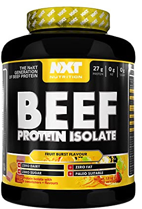 NXT Nutrition Beef Protein Isolate Powder - Protein Powder High in Natural Amino Acids - Paleo, Keto Friendly - Dairy and Gluten Free - Muscle Recovery | 1.8kg | Fruit Burst