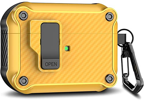 R-fun Compatibile con AirPods Pro 2 generazione (coperchio pop-up auto) con kit di pulizia, per Airpods Pro 2/1 gen (2023/2022/2019), per custodia Airpods Pro (USB-C/Lightning),Giallo