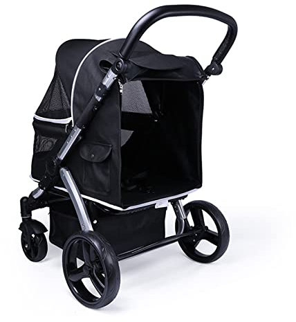 Premium-Heavy Duty Hunde-/Katzen-/Haustier-Kinderwagen, Reisewagen, Hundewagen für große Hunde, luxuriöser Kinderwagen mit Baldachin, schnell zusammenklappbar, Aluminiumrahmen, für kleine und mittel