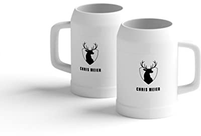 easyprint Bierkrug mit Name personalisiert | Hirsch # 4 | 0,3 • 0,5 • 1 Liter | selbst gestalten | Humpen | Bierseidel | Maßkrug | Jagd | Jäger | Bierglas (500 ml Krug)