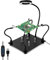QWORK® terza mano di saldatura, con lampada di ingrandimento LED 6X, 4 bracci ausiliari di saldatura, 4 colonne PCB