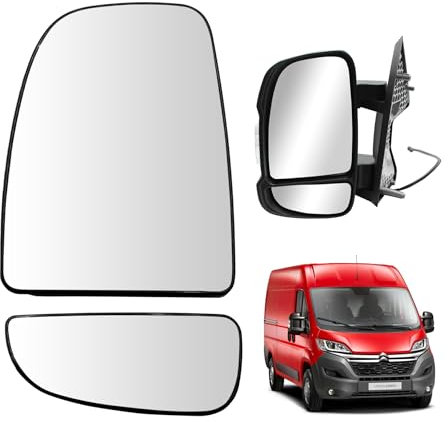 Convitex 2 Spiegelglas Links für Ducato Jumper Boxer Movano C 2006-, Beheizbar Konvex Ersatzspiegelglas, Außenspiegel Glas Links Fahrerseite