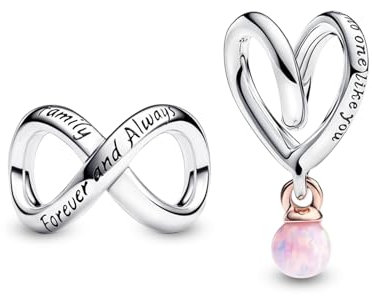 LaMenars Forever & Always Mom Charm Duo Charm für Armbänd 925 Sterling Silber Bead Women Charms Mother's Day Birthday Anniversary Jewelry for Girls Wife