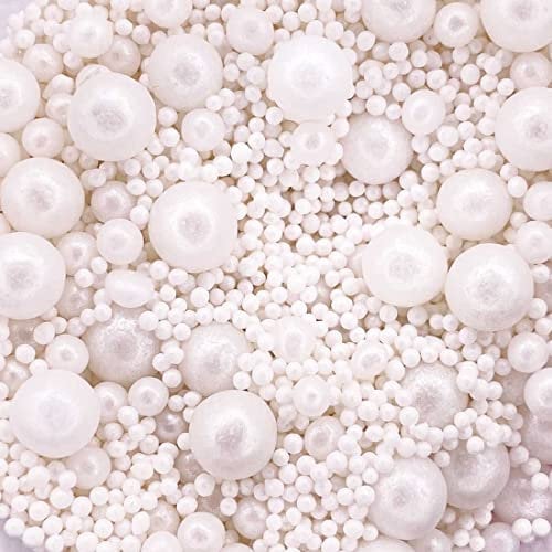 A Pinch Of - Bigger - Pearls Mix - Glimmer Mother of Pearl Cake Topper Sprinkles - 70g Edible Shimmer Ball Cupcake Decorations - Weddings, Christenings & Parties