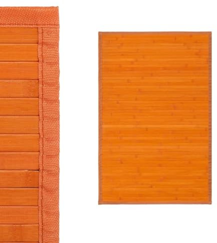 Alfombra Antideslizante, Alfombra de Madera de Bambú, Antimanchas, Resistente a la Humedad, para Salón, Dormitorio, Cocina, Baño, Pasillo (Naranja)