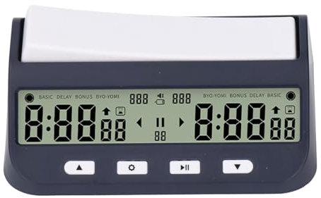 Schachuhr, 5,5 Zoll Digitaler Schachtimer für Brettspiele mit Alarmspeicher, Bonus Verzögerung, Countdown Up Funktion, Batteriebetriebene Schachuhr, Timer Geschenke für Weihnachten