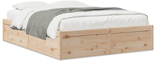 Keyroto Holzbett, Bett Holz, Bett, Bettgestell, Bettrahmen, Bett Gestell, Massivholzbett 140x200 cm Kiefer