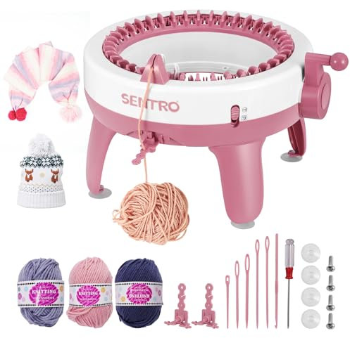 LIFEJXWEN Strickmaschine 40 Nadeln, Smart Weaving Webstuhl Strickbrett Rotierender Doppelstrickmaschine Kit Dualmodus Strickmaschine für Erwachsene oder Kinder DIY Socke, Mütze und Schal
