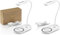 Auraglow LED Flexible Neck Desk Lamp with 3 Colour Modes and 10W Wireless Smart Phone Qi Fast Charger - White (Two Pack)