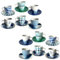 PALUPLUS Set 12 Tazzine Caffè con Piattino in Porcellana da 80 ml, Tazze da Espresso con manico, Lavabili in Lavastoviglie, adatte per Microonde, FANTASIA OCEAN -268