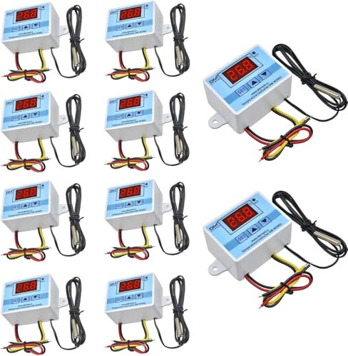 diymore 10PCS W3002 Termostato Digital,Controlador de Temperatura,Digital Refrigeración y Calefaccion Regulador AC110V-220V con Sensor