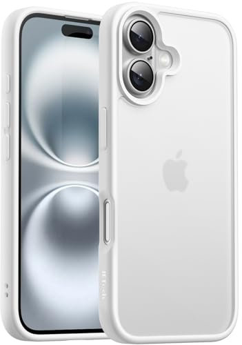 JETech Matte Case for iPhone 16 Plus 6.7-Inch, Shockproof Military Grade Drop Protection, Frosted Translucent Back Phone Cover, Anti-Fingerprint (White)