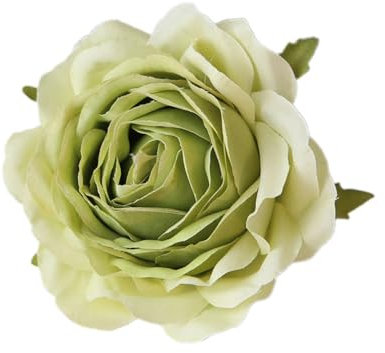 Lot de 10 têtes de roses artificielles avec feuille - Pour bricolage, mariage, fête, anniversaire, décoration de maison, 9 cm - Vert