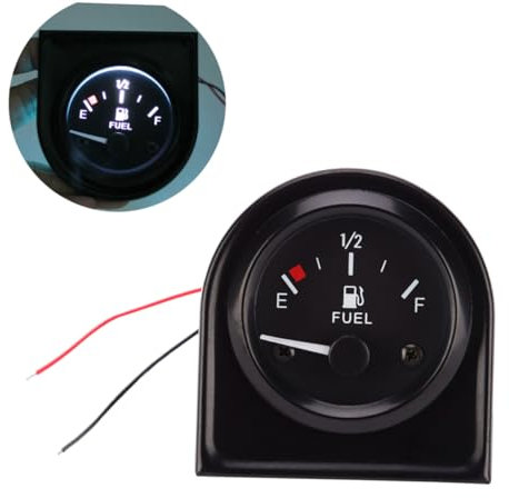NIYANGLE LED Backlit 52mm Level Gauge 12V Oil Level Indicator for Boat Car and Generator Black