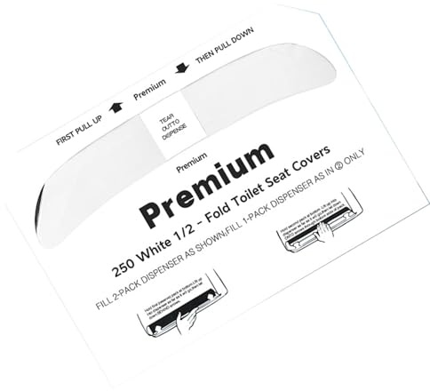 Kioriur Flushable Paper Toilet Seat Covers,250 Sheets Flushable Half-Fold Paper Toilet Liners for Bathroom | 14x16 Inches Paper Cover for Toilet, Airplane, Camping