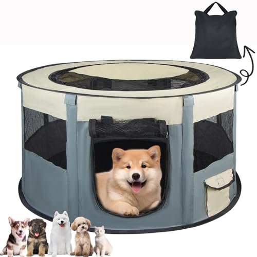 Parque Perros, Portátil Corralito para Perros de Tela Oxford Impermeable, Plegable 72 x 40cm Tienda de Mascotas para Interiores/Exteriores, Ideal para Perros, Gatos, Conejos