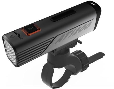 Magene Luz Delantera Inteligente para Bicicleta 1200 Lúmenes, Modos de Luz Personalizados, Recargable/Descarga Tipo C, Linterna de Ciclismo Impermeable IPX6 de 5000 mAh para Carretera MTB