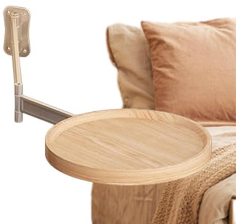 Erconsso Runder Tisch zur Wandmontage, 180 Grad drehbar, klein, wandmontiert, Klapptisch, rundes Tablett für Nachttisch, Zuhause, Küche, Schlafzimmer, 28 x 28 cm