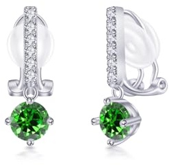PHNIBIRD Ohrclips Damen ohne Ohrlöcher Silber 925 Hypoallergene Smaragd Ohrringe Damen Elegant Geschenk für Geburtstags