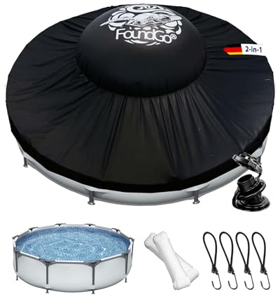FoundGo 2-in-1 Poolkissen Winter Set (mit Poolabdeckung), geeignet für Rundbecken φ3 m, 360 und 366cm – Luftkissen Pool Winter + Poolplane, Perfekter Schutz beim Pool Closing im Winter