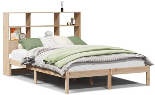 Eleganz Massivholzbett Kiefer 120x200 cm mit Regal - Schrankbett für Kleiderspeicher, langlebig & stabil - Perfekt für kleine Räume und Jugendzimmer