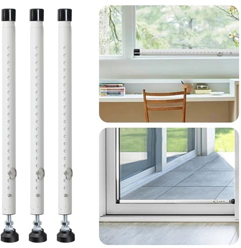 Sliding Door Security Bar, 3 Pack 18-50 Adjustable Window Security Bars with Rubber Tips, Heavy Duty Door Jammer, Window Bars Security Inside, Window Lock Bar for Home Apartment Travel Patio (White)