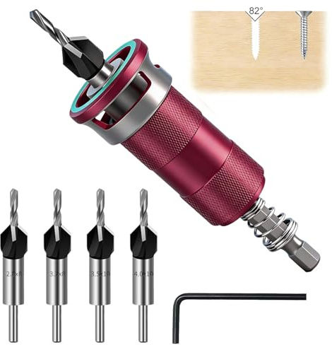 ZUGJOZD 6 avellanadores cónicos para madera, brocas avellanadas para madera con tope de profundidad ajustable, avellanador con vástago hexagonal de 1/4 pulgadas de HSS-M2, agujeros precisos