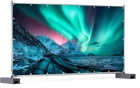 Wallario XXL Outdoor-Poster für Garten oder Balkon Polarlichter über Gebirge, Motivbanner Größe: ca. 340 x 173 cm, Outdoor-Bild