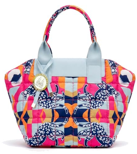 Miosan JKCologne S-Tote Bag | Modische Damen Puff Bag Handtasche: Colourful. Leicht. Wasserabweisend. Nachhaltig | Innenfächer | Inklusive Metallic Brand Charm